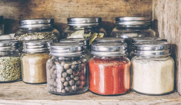 spices on a shelf - pantry organisation
